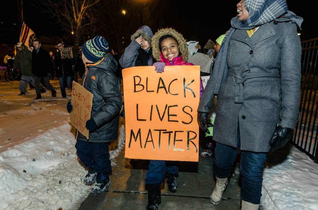 The Village Leadership Academy students marching from their school to the Cook County Juvenile Detention Center on January 15, 2015. (Photo: Sarah Jane Rhee)