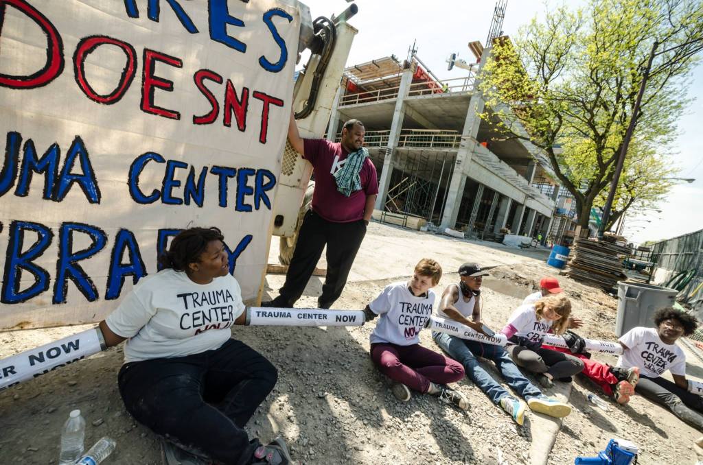 Last May, Fearless Leading by the Youth and other members of the Trauma Care Coalition staged a week of action around their demand for a South Side trauma center. (Photo: Sarah Jane Rhee)