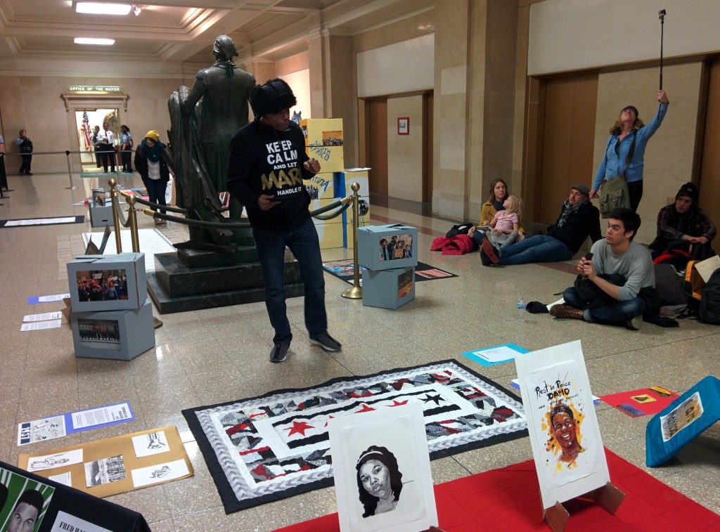 Burge torture survivor Mark Clements leads a teach-in about the fight for justice for CPD torture survivors. (Photo: Kelly Hayes)
