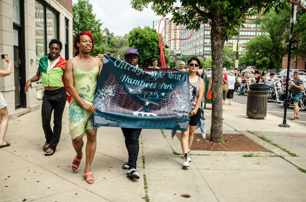 Participants march in Chicago's 2014 Dyke March. Organizers of the annual event work to create a space that is radical, inclusive, and safe for criminalized individuals. (Photo: Sarah Jane Rhee)